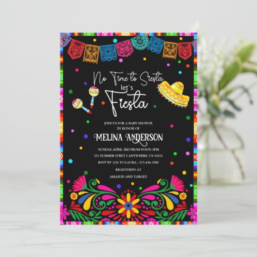 レッツフィエスタウォーターカラーベビーシャワー招待状 招待状 (スタンド正面)