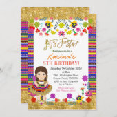 レッツフィエスタガールメキシコ誕生日招待状 招待状 (正面/裏面)
