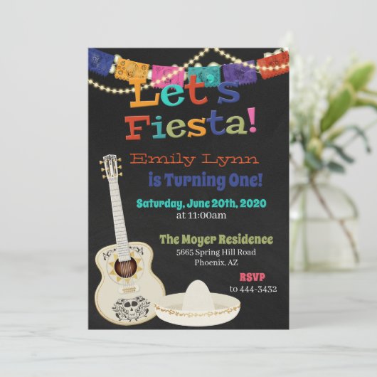 レッツフィエスタギター誕生日招待状 招待状 (スタンド正面)