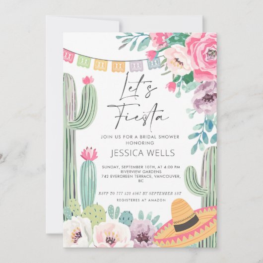 レッツフィエスタサボスブライダルシャワー 招待状 (正面)