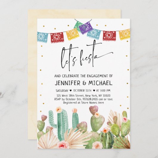 レッツフィエスタサボツサクキュラント婚約 招待状 (正面/裏面)