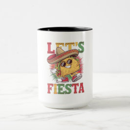 レッツフィエスタタコデザインおもしろいシンコデマヨメキシコ マグカップ
