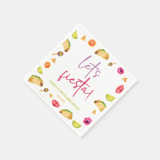 レッツフィエスタタコメキシカンフィエスタバースデーパーティー スタンダードカクテルナプキン (角)