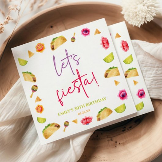 レッツフィエスタタコメキシカンフィエスタバースデーパーティー スタンダードカクテルナプキン