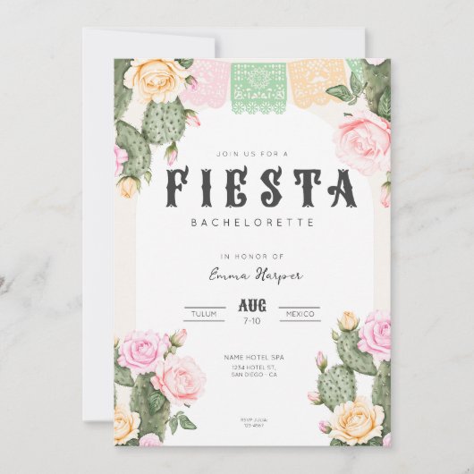 レッツフィエスタバチェロレッテウィークエンド旅程招待状 招待状 (正面)