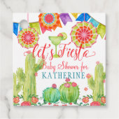 レッツフィエスタベビーガールシャワーウォーターカラーサボテン フェイバータグ (正面)