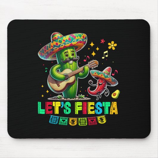レッツフィエスタメキシコフィエスタタコギターサボテン マウスパッド (正面)