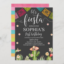 レッツフィエスタ誕生日招待状ブラック