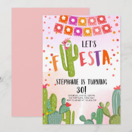 レッツフェスタパーティーメキシコサボテンアダルト誕生日 招待状