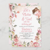 レッツフラッターアンドトゥウィルフローラ妖精誕生日 招待状 (正面/裏面)