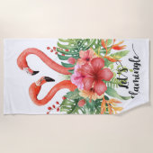 レッツフラミングルフラミンゴズ  ビーチタオル (正面)