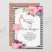 レッツフラミングル卒業パーティー招待状ピンク 招待状 (正面/裏面)