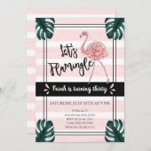 レッツフラミングル |フラミンゴ誕生日 招待状 (正面/裏面)
