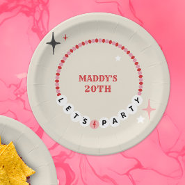 レッツフレンドシップブレスレットレッドピンク誕生日 ペーパープレート