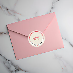 レッツフレンドシップブレスレットレッドピンク誕生日 ラウンドシール