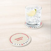 レッツフレンドシップブレスレットレッドピンク誕生日 ラウンドペーパーコースター (インサイチュ)