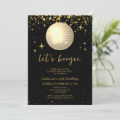 レッツブギーレトロディスコボールグリッター誕生日 カード (スタンド正面)