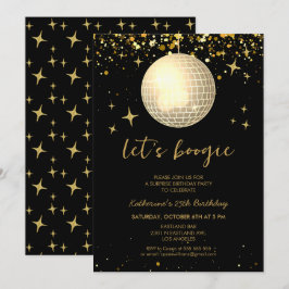 レッツブギーレトロディスコボールグリッター誕生日 カード