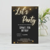 レッツブラックアンドパーティーバルーン誕生日 招待状 (スタンド正面)