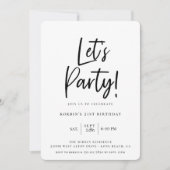 レッツブラックスクリプトモダン誕生日 招待状 (正面)