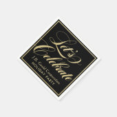 レッツブラック祝金ゴールドスクリプトホリデーパーティー スタンダードカクテルナプキン (角)