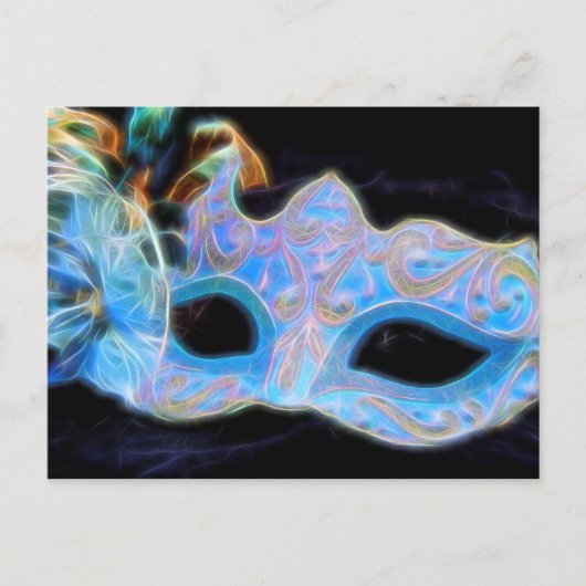 レッツブルーベネチアンマスクパーティーはがき インビテーションポストカード (正面)