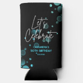 レッツブルー祝《写真》ぼけ味グラデーション黒誕生日 スリム缶クーラー (裏面)