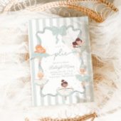 レッツプリエティール(緑がかった色)バレエガールズバレリーナ誕生日 招待状