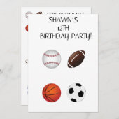 「レッツプレイボール」子供の誕生日招待状 招待状 (正面/裏面)