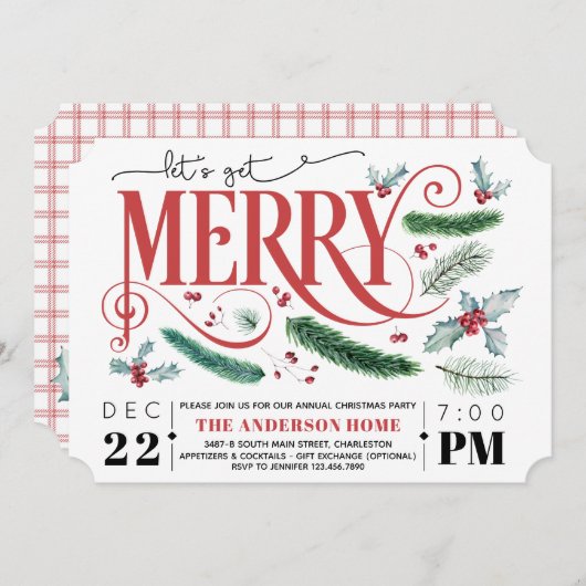 レッツホリデークリスマスメリーパーティの招待状 招待状 (正面/裏面)