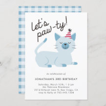 レッツポーティかわいい子猫ブルーの誕生日パーティー