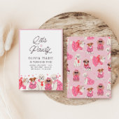 レッツポーティガールズピンクパピーパーティー誕生日 招待状