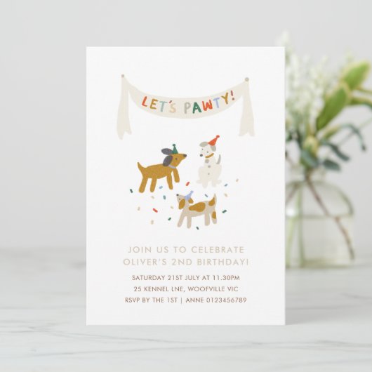 レッツポーティドッグをテーマにした誕生日 招待状 (スタンド正面)