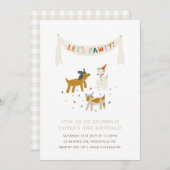 レッツポーティドッグをテーマにした誕生日 招待状 (正面/裏面)