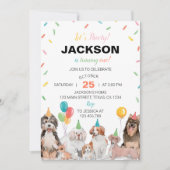 レッツポーティパピードッグ誕生日招待状 招待状 (正面)