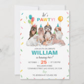 レッツポーティパピードッグ誕生日招待状 招待状 (正面)