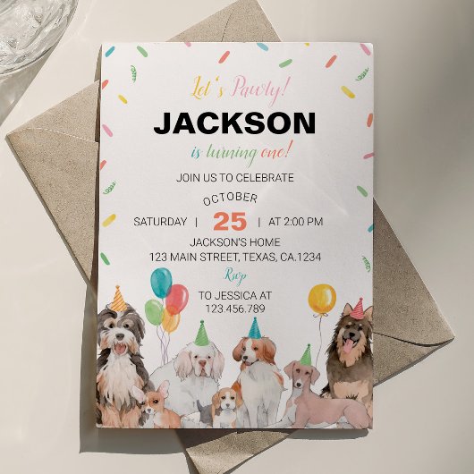 レッツポーティパピードッグ誕生日招待状 招待状