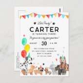 レッツポーティパーティー動物キッズパピードッグ誕生日 ポストカード (正面/裏面)