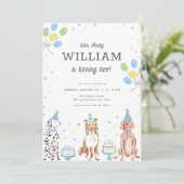 レッツポーティブルーボーイドッグ誕生日招待状 招待状 (スタンド正面)