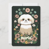 レッツポーティードッグパピー誕生日レトロ 招待状 (裏面)