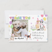レッツポーティードッグ最初の誕生日写真サンキューカード 招待状 (正面)