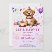 レッツポーティードッグ誕生日パーティーガール7th誕生日 招待状 (正面)