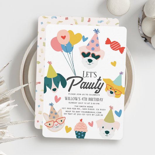 レッツポーティードッグ&キャットバルーン誕生日 招待状