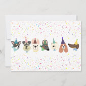 レッツポーティ、パーティー犬紙吹雪誕生日 招待状 (裏面)