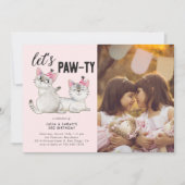 レッツポーティ |双子の共同誕生日パーティーの写真 招待状 (正面)