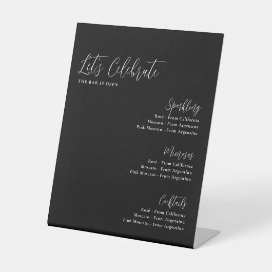 レッツムーディ祝ー黒ブライダルシャワーバー 台座サイン (正面)