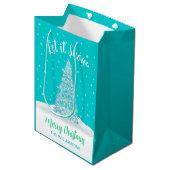 レッツユノーティール（緑がかった色）アクアクリスマスツリーホリデイ ミディアムペーパーバッグ (正面アングル)