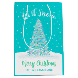 レッツユノーティール(緑がかった色)アクアクリスマスツリーホリデイ ミディアムペーパーバッグ