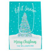 レッツユノーティール（緑がかった色）アクアクリスマスツリーホリデイ ミディアムペーパーバッグ (裏面)