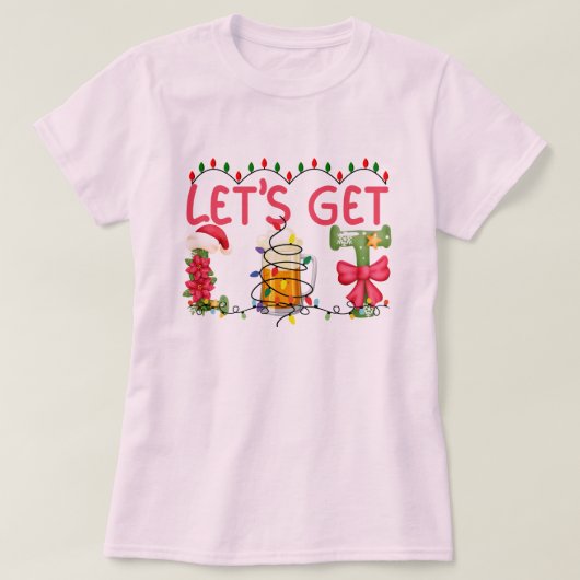 レッツライトクリスマスおもしろいとフェスティバル休日 Tシャツ (デザイン正面)